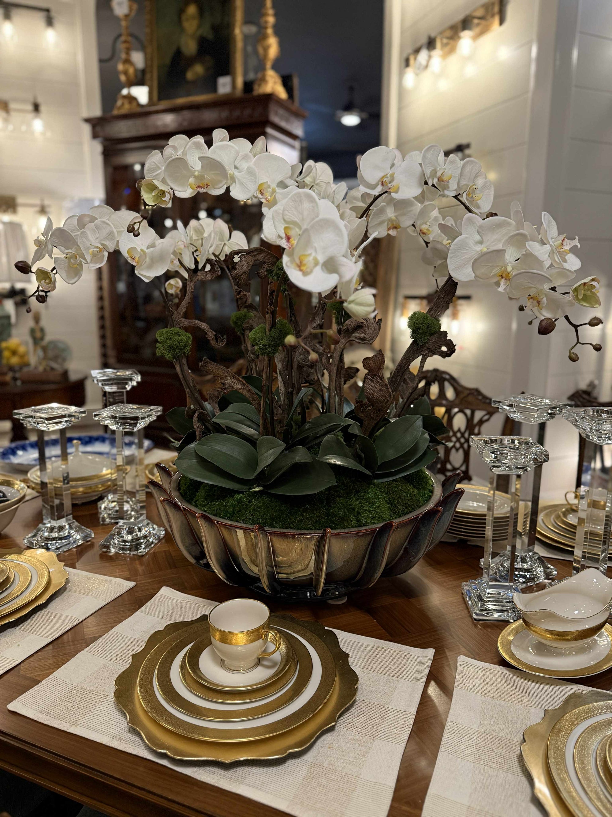 Styled vignette inside the Fifth Street Interiors showroom